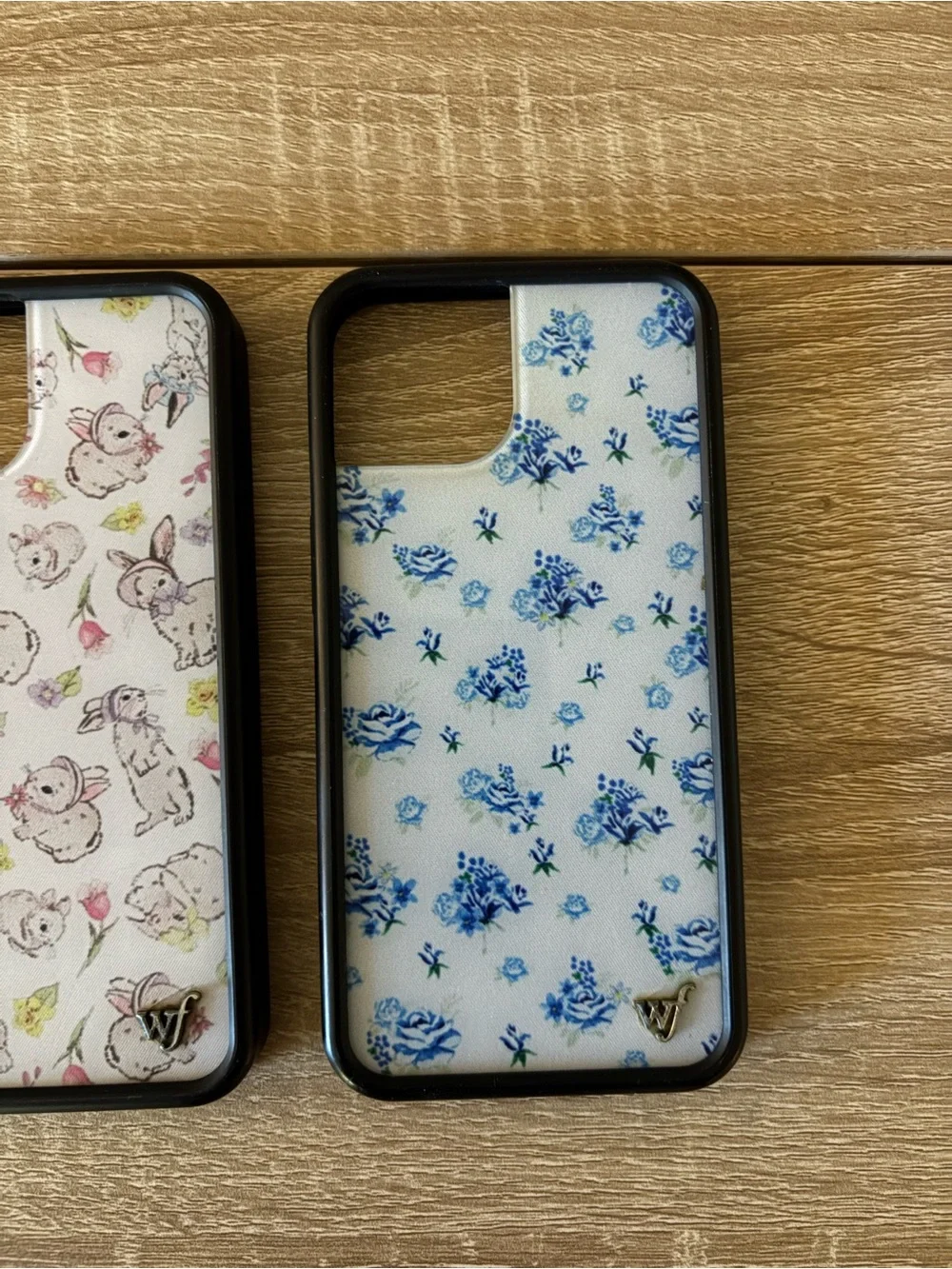 2 Wildflower iPhone 15 Phone Cases - Forget Me Not Floral & Bunnies in Bonnets